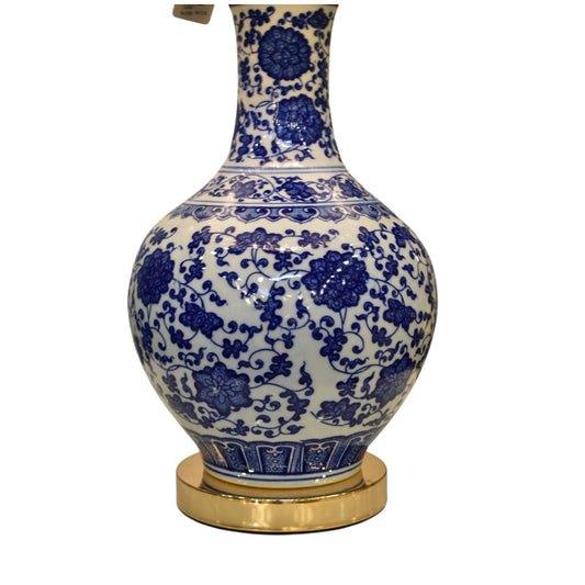 AzureBloom Blue Pottery Ceramic Lamp (Pair)