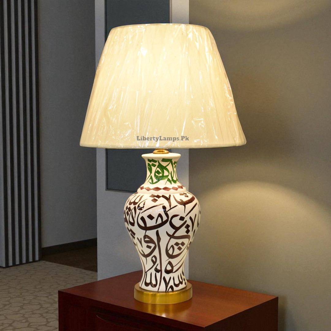 Azure Bloom Blue Pottery Ceramic Lamp (Pair)