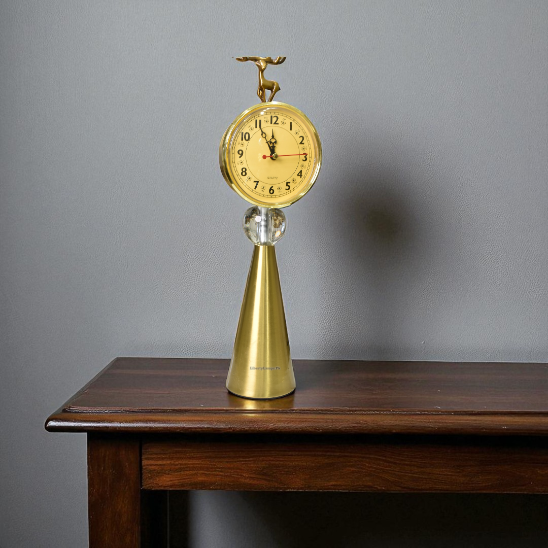 Antique Brass Metal Table Clock (Single)