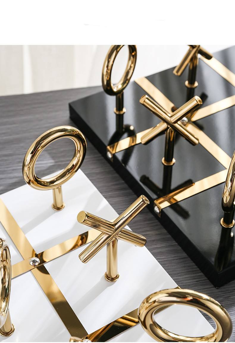 Golden Strategy™ – Luxury Gold Metal Tic Tac Toe Décor Set