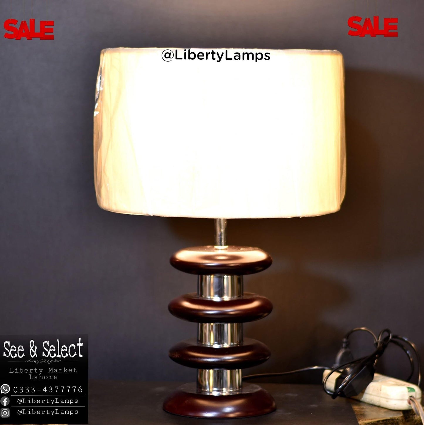 Unbreakable Wood & Steel Sleek Design Lamp (Pair)