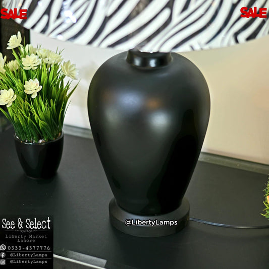 Sleek Matte Black Ceramic Lamp (Pair)