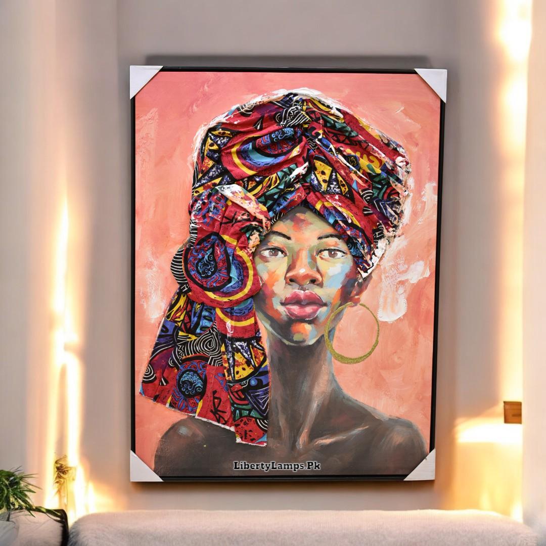 Egyptian Elegance โ 3D Figurative Fabric Art (36x48 Frame)