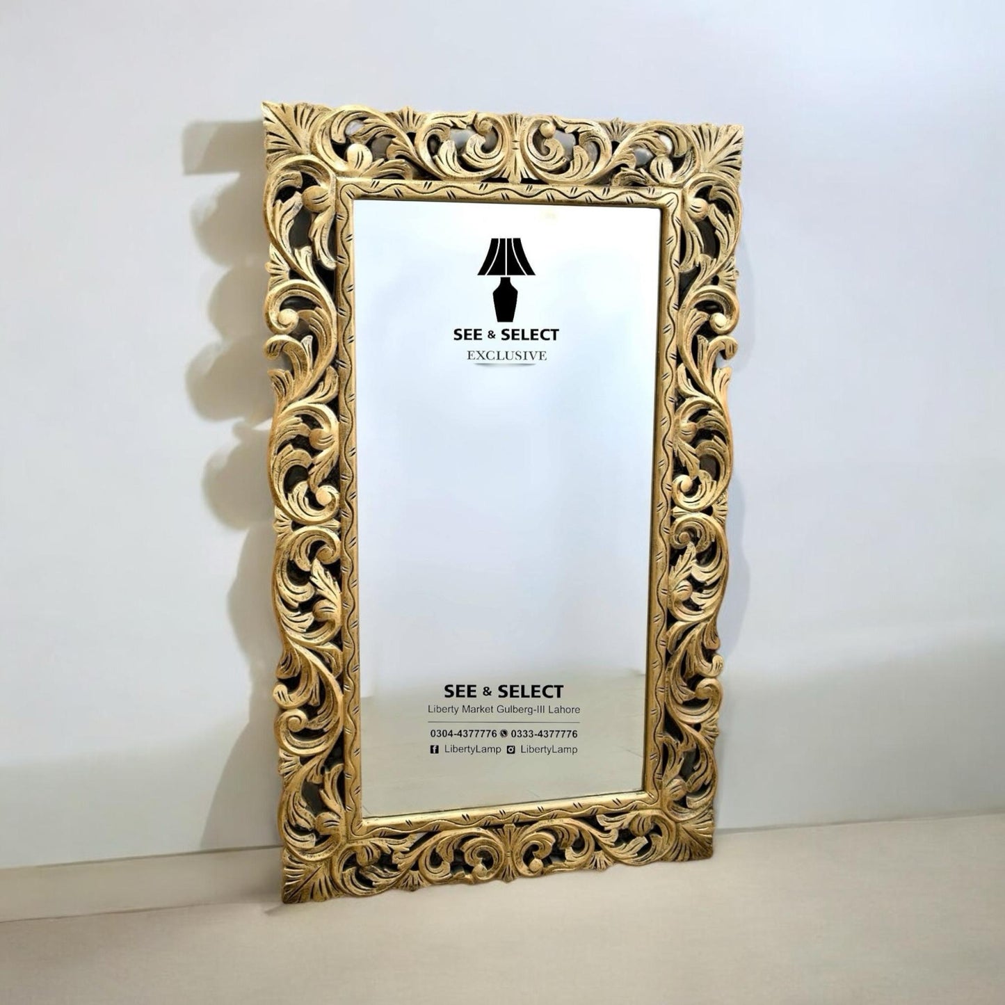 Majestic Wooden Carved Mirror Frame