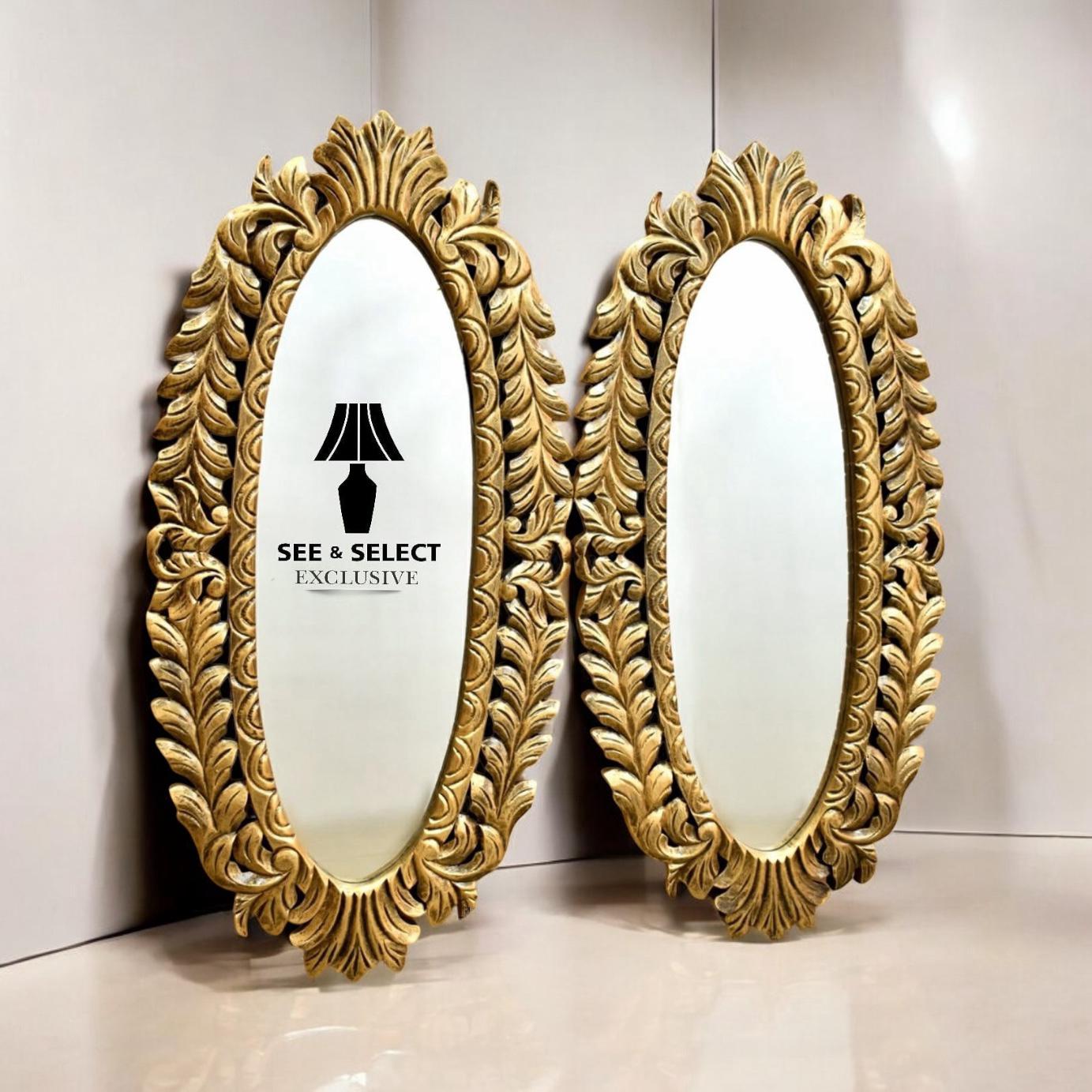 Royal Oval Wooden Mirror Frame (Pair)
