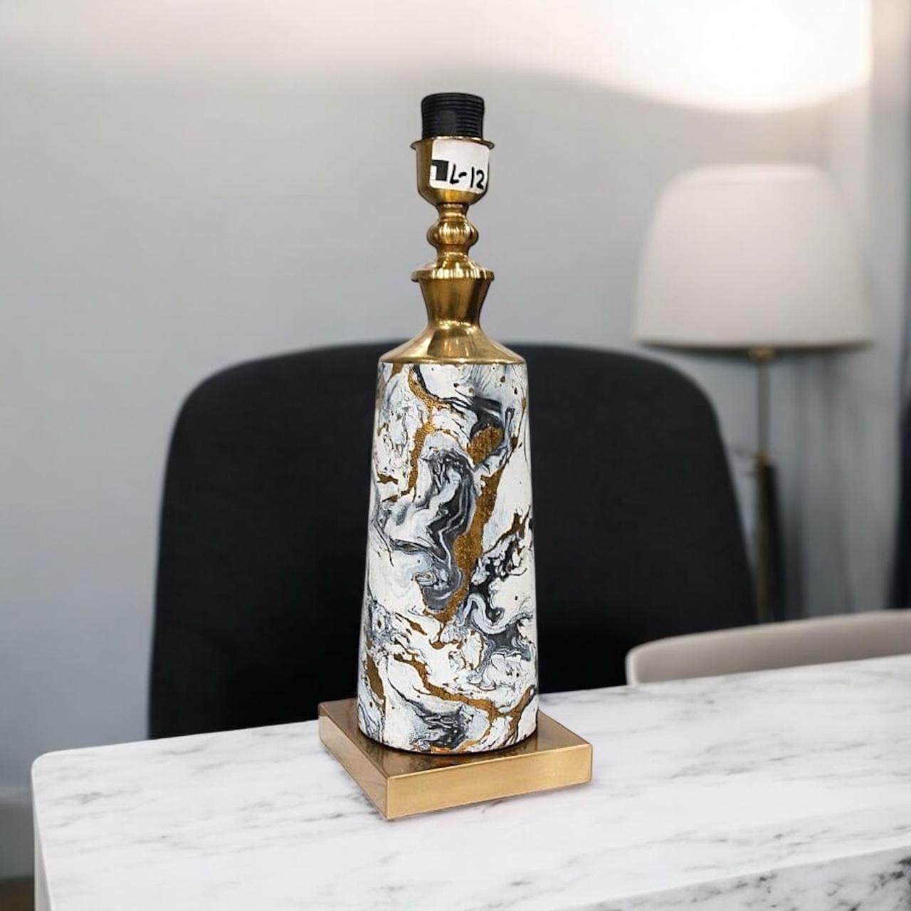 Opulent Gold-Textured Grey Table Lamps (Pair)