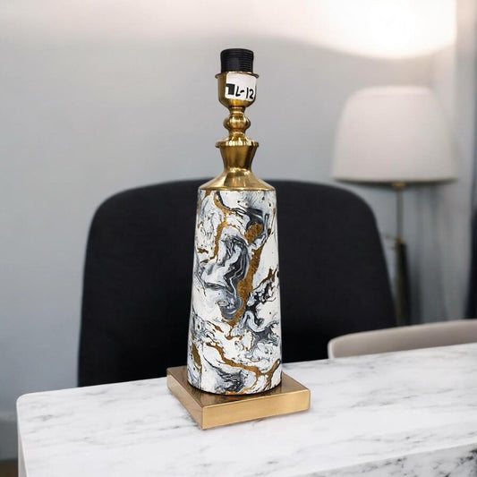 Opulent Gold-Textured Grey Table Lamps (Pair)