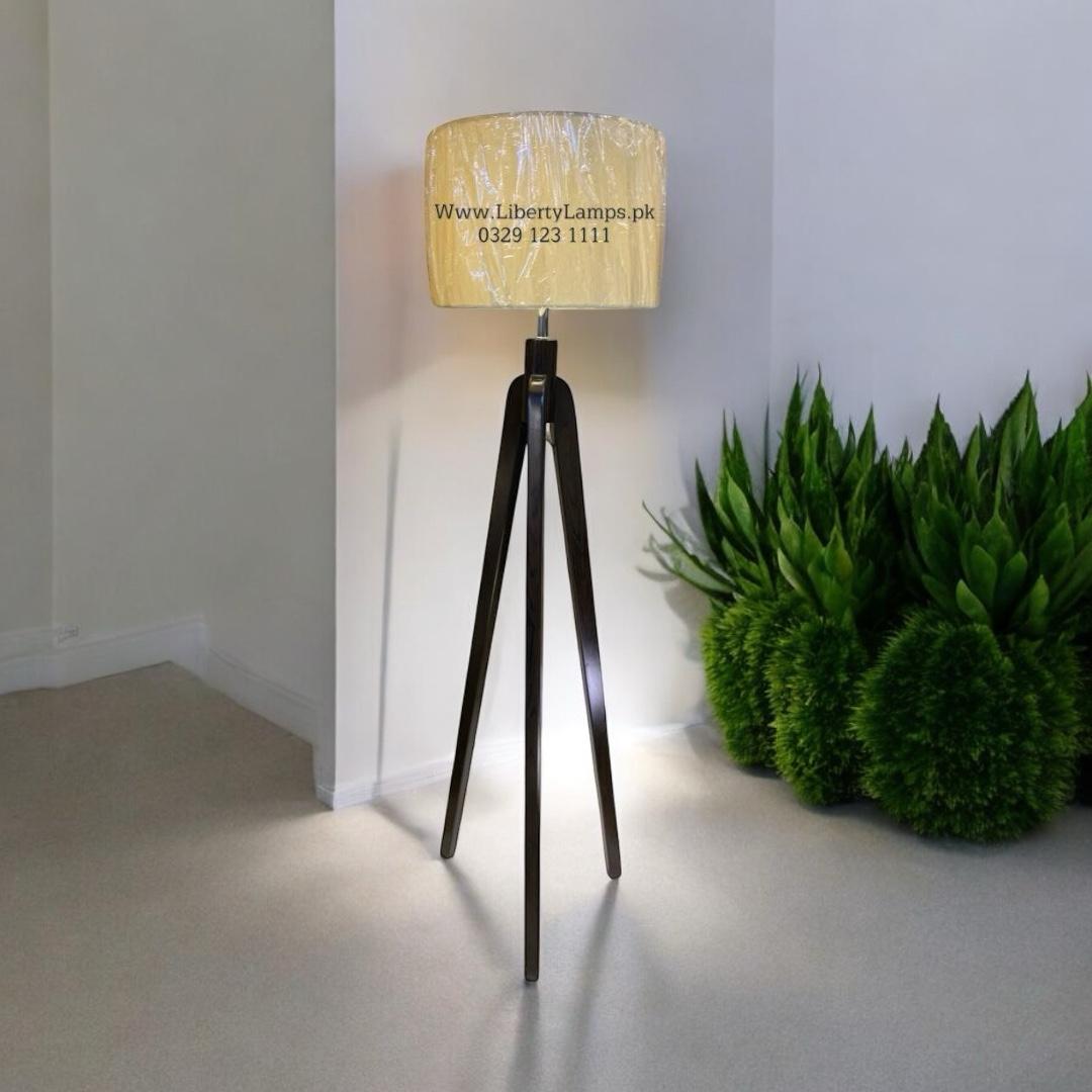 Wooden Tripod Floor Lamp