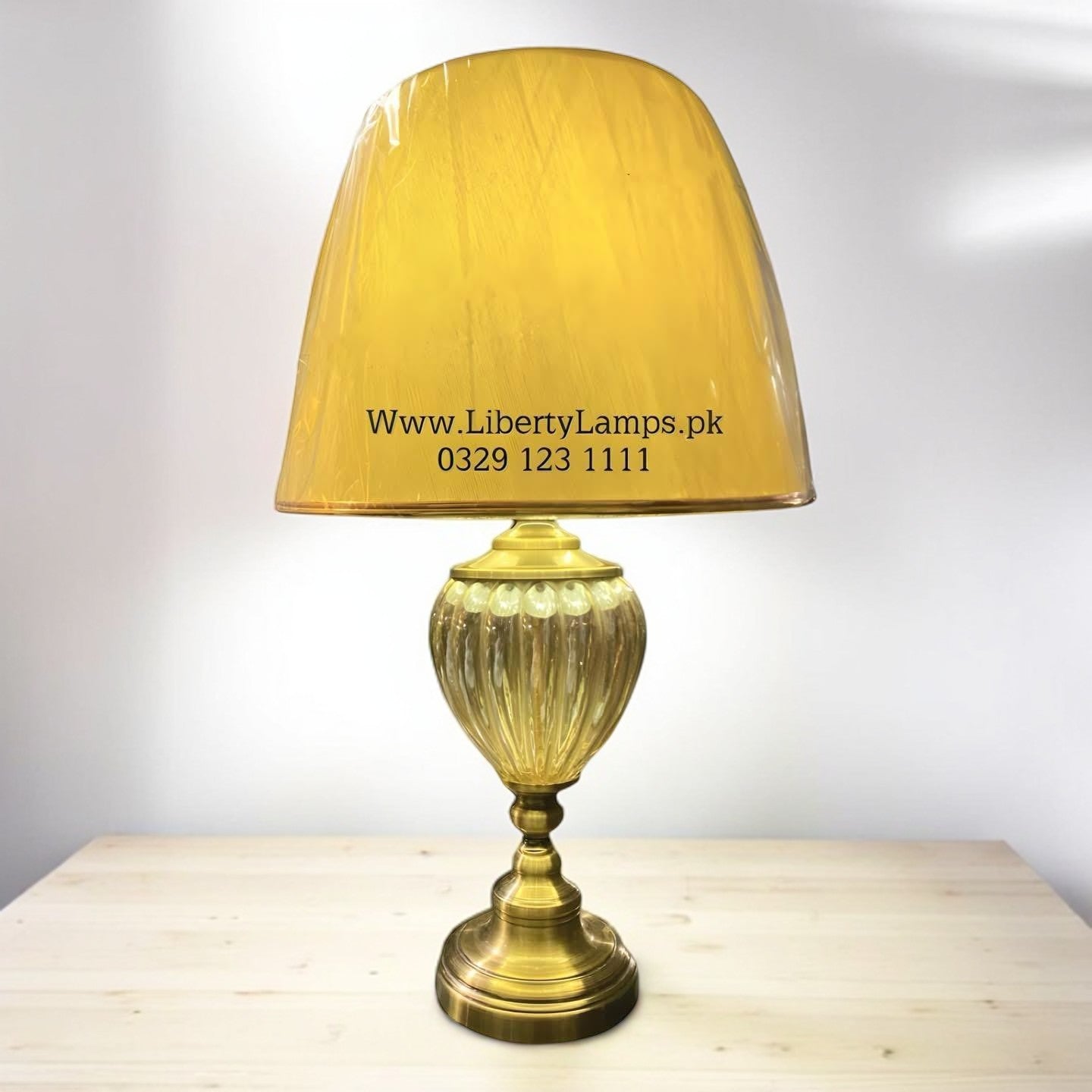 Classic Glass Table Lamp – Dull Gold Finish (Pair)