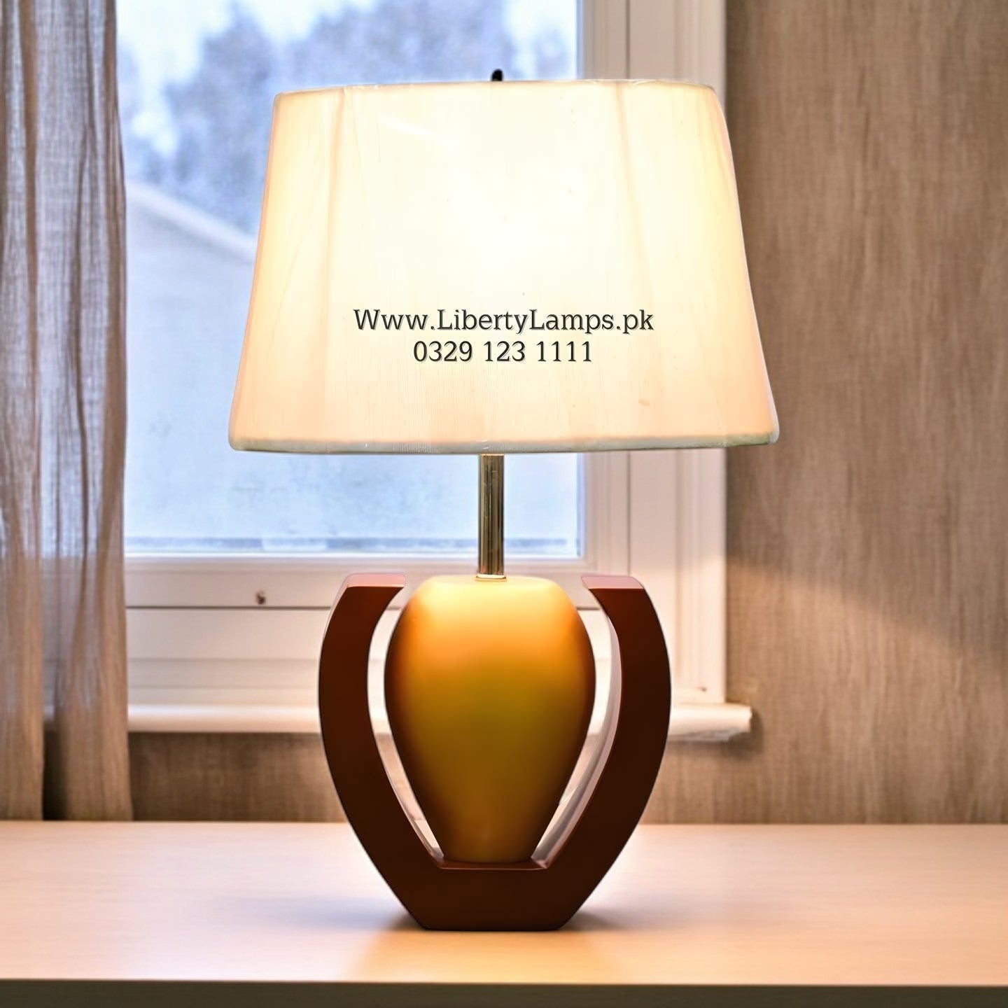 Rustic Glow Imported Wooden Table Lamp (Pair)