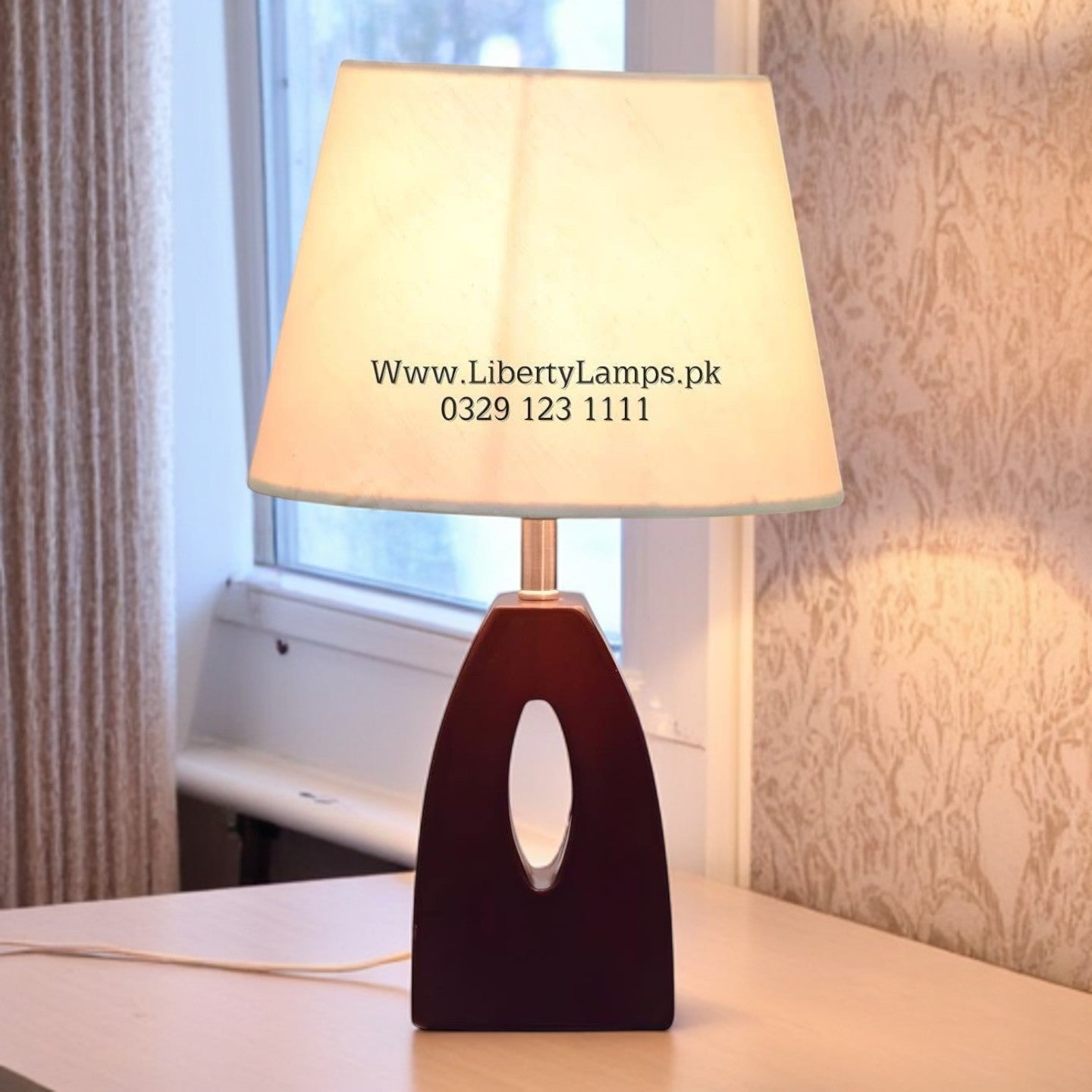 Imported Wooden Table Lamp (Pair)