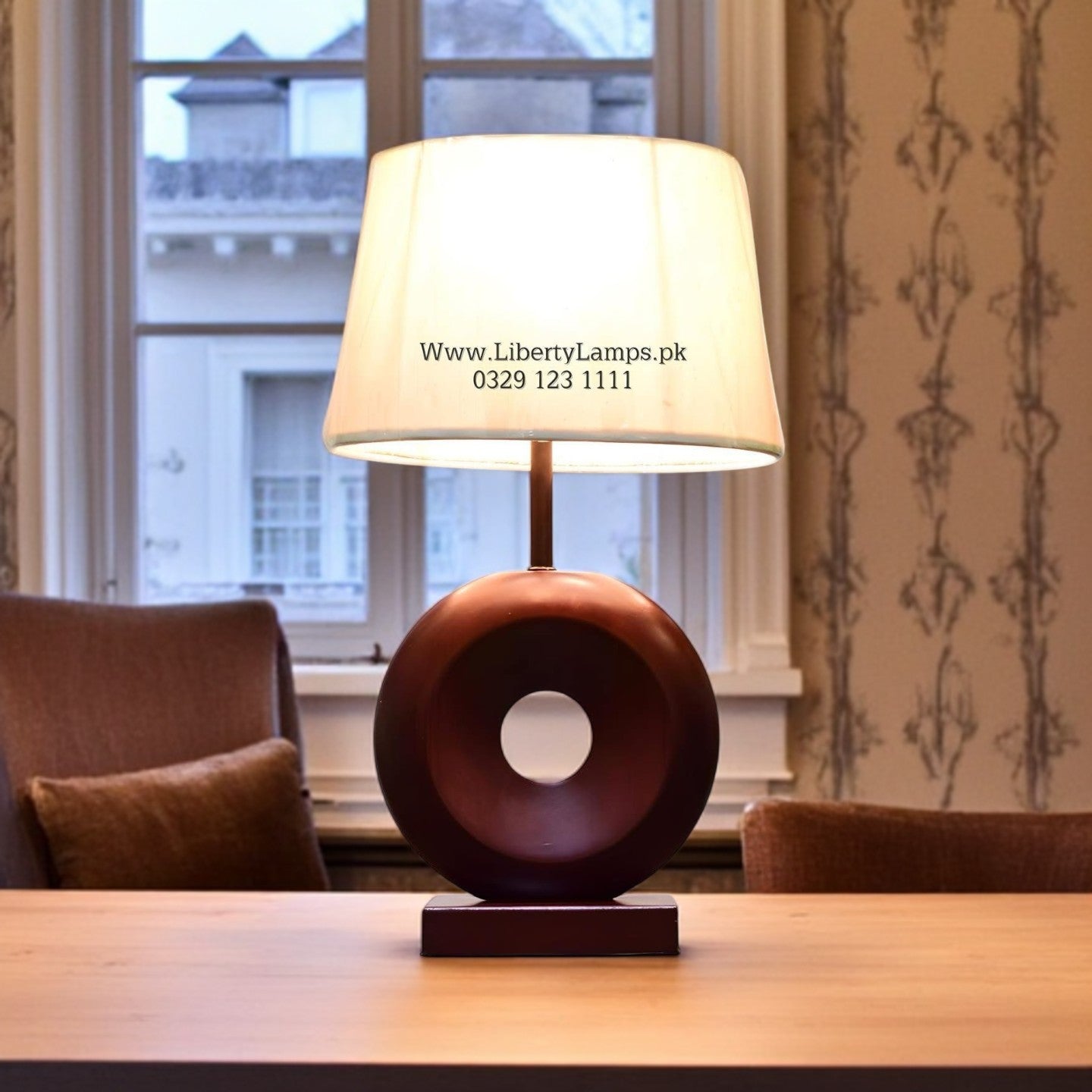 Rustic Oak Imported Wooden Table Lamps (Pair)