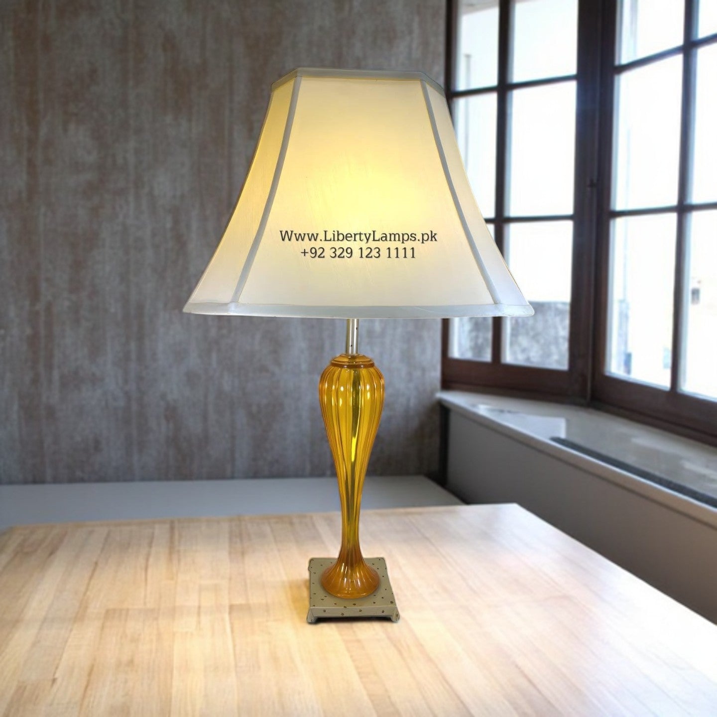 Sapphire Shield Turkish Acrylic Table Lamps (Pair)