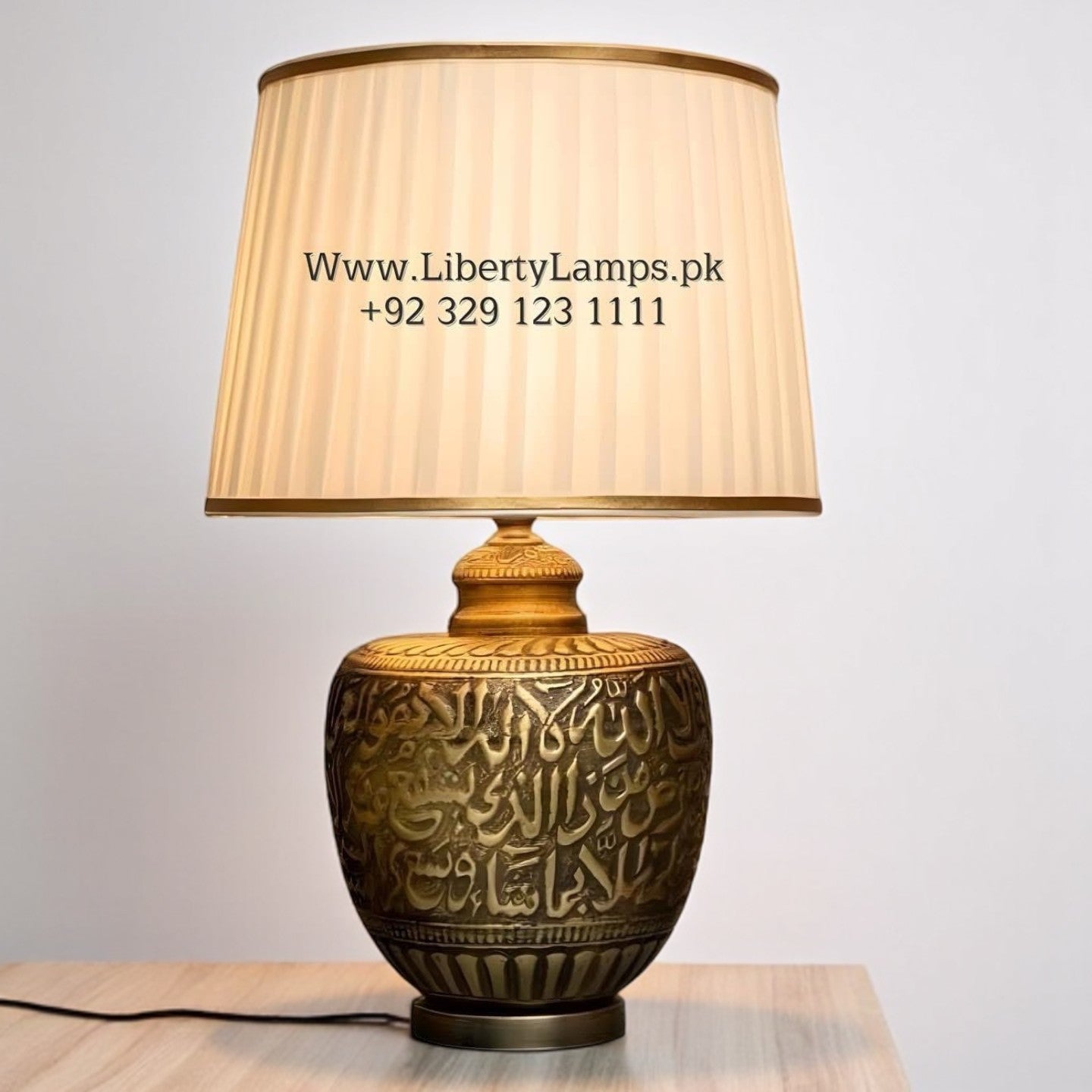 Handcrafted Pure Copper Islamic Calligraphy Table Lamps – 30 Inch (Pair)