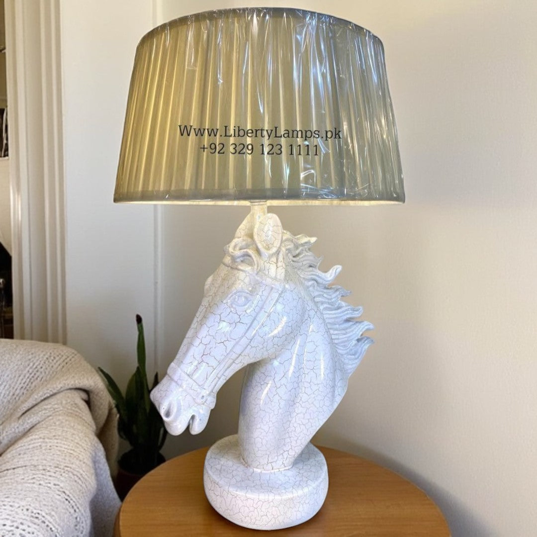 White Horse Table Lamp (Pair) – Unbreakable Polyresin King Size Design