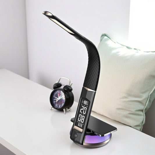 Smart Study Table Lamp Wireless Charging, RGB Light + Alarm (Single)