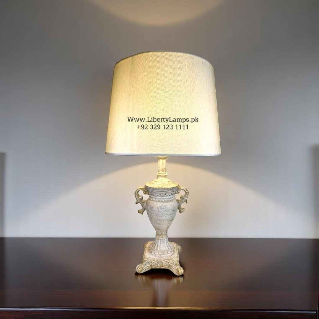 Turkish Chalk White Table Lamps (Pair)