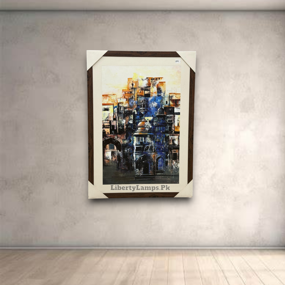 Mughal Architecture Oil Painting on Canvas – 34x46 Inch (Single)