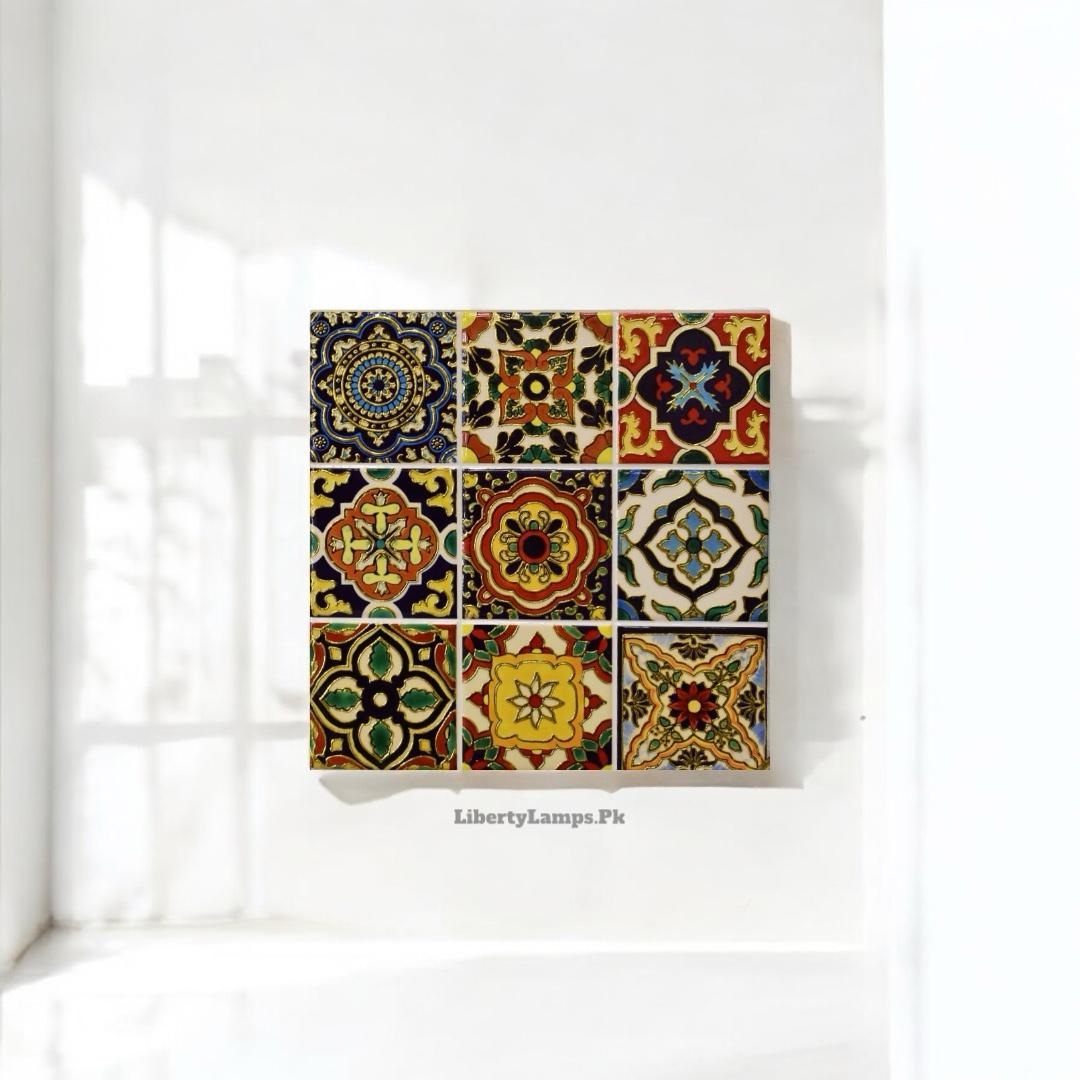 Ceramic Handmade Motif Wall Tile – Artistic Decor (Single)