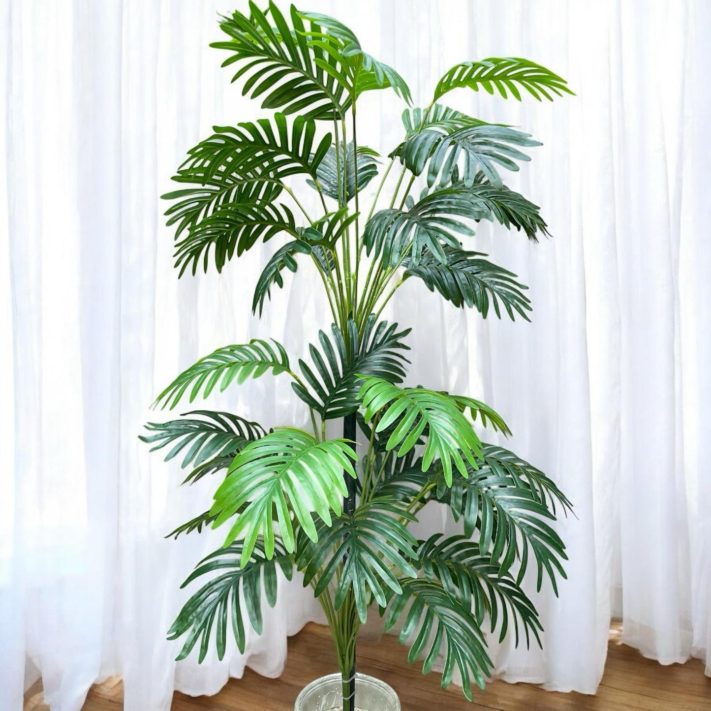 🌿 Fish Palm Plant – Double Bunch Artificial Greenery (Height 4.5 ft)