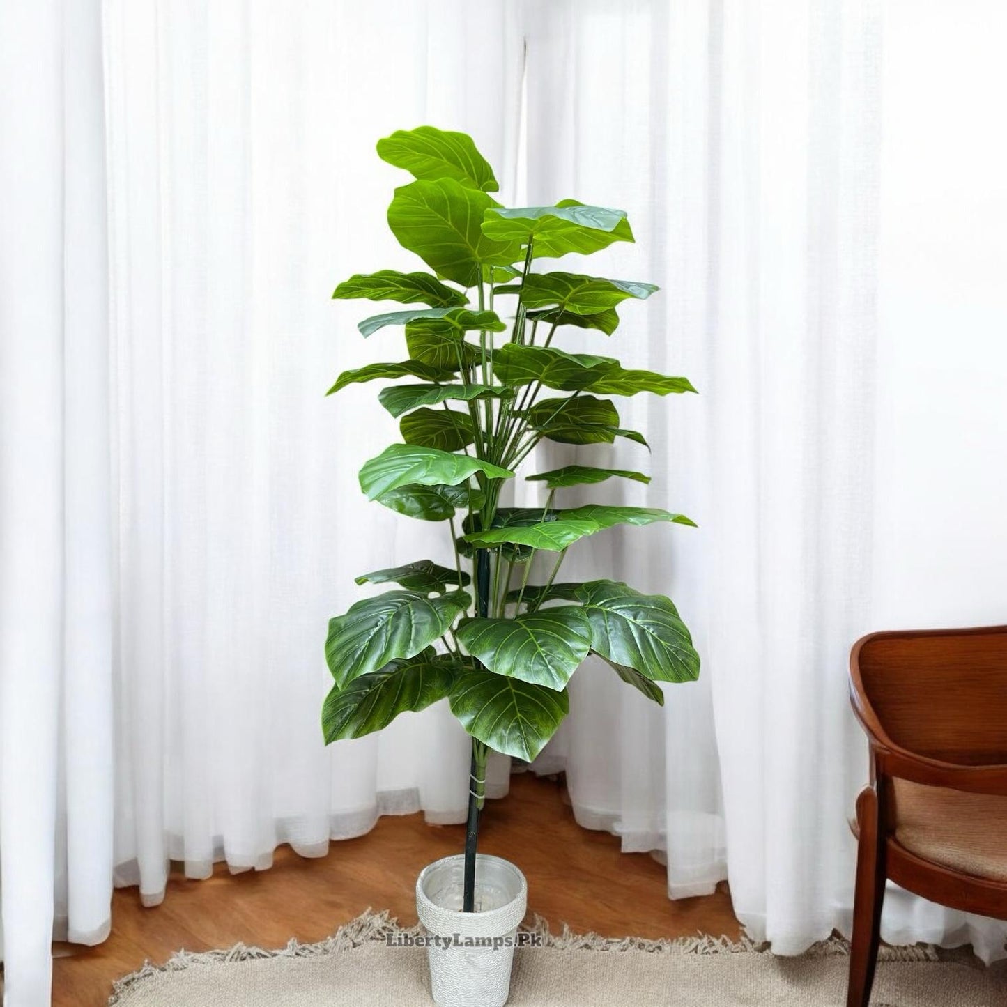🌿 Elephant Ear Artificial Plant – Double Bunch (Height: 4.5 Feet)