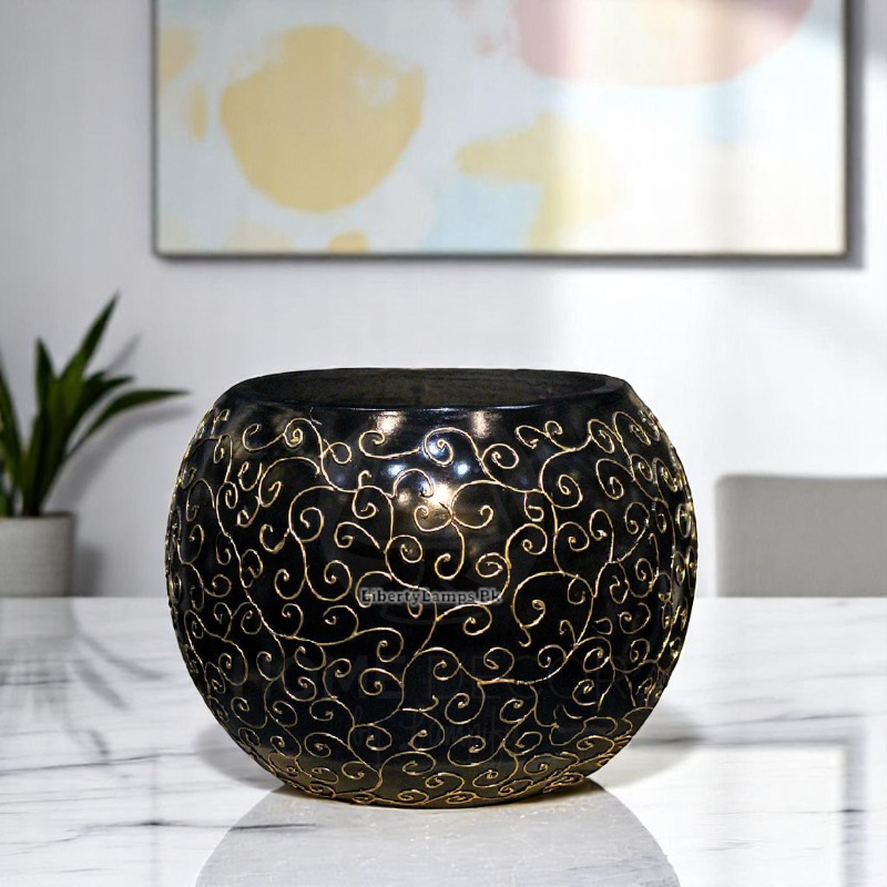✨ Imperial Noir Unbreakable Bowl Planter – Black with Golden ✨