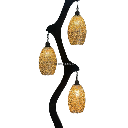 ✨ Aurora Beam Wooden Floor Lamp with Artistic Metal Shades (Single) ✨