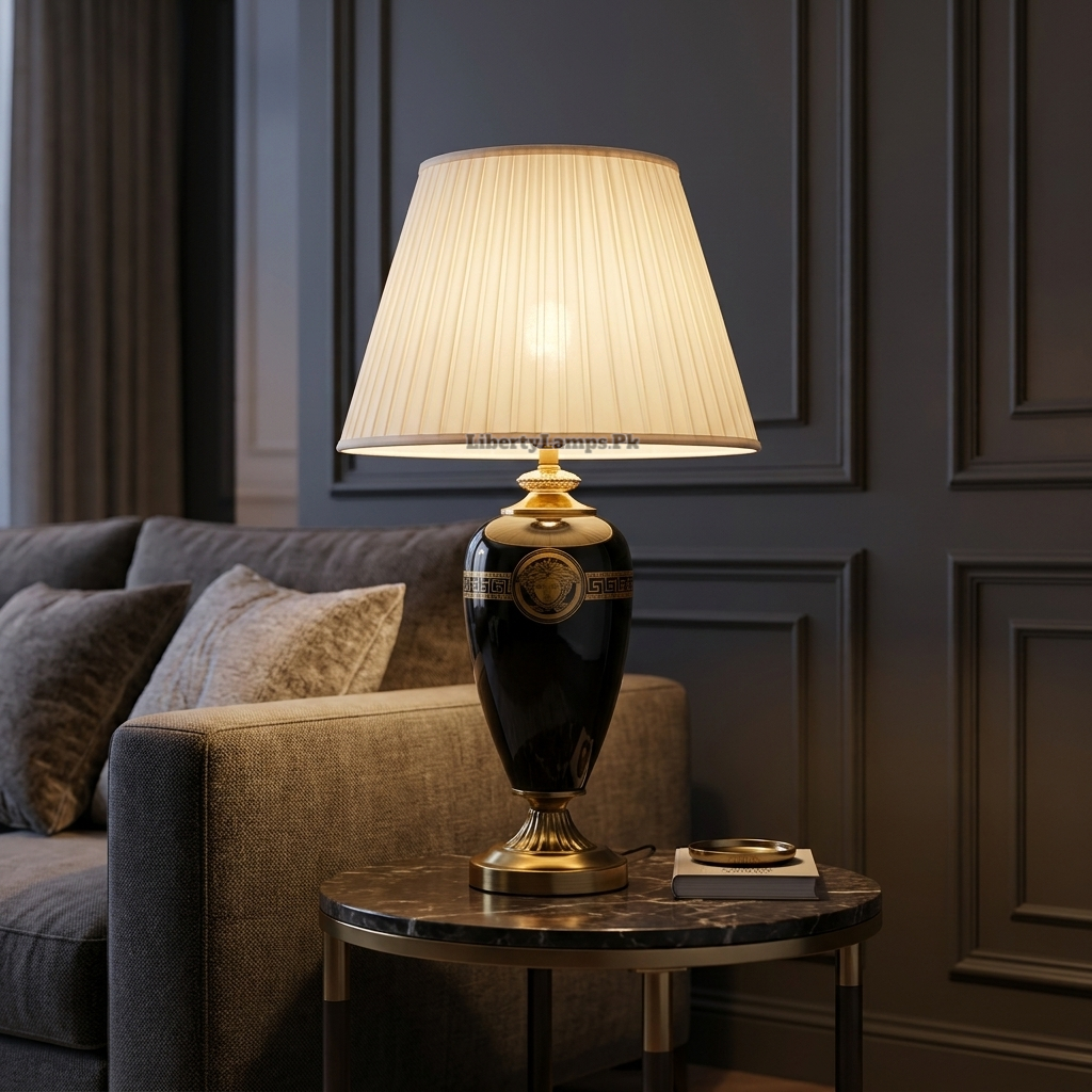 Midnight Vatche – Elegant Black Glass Table Lamp Pair