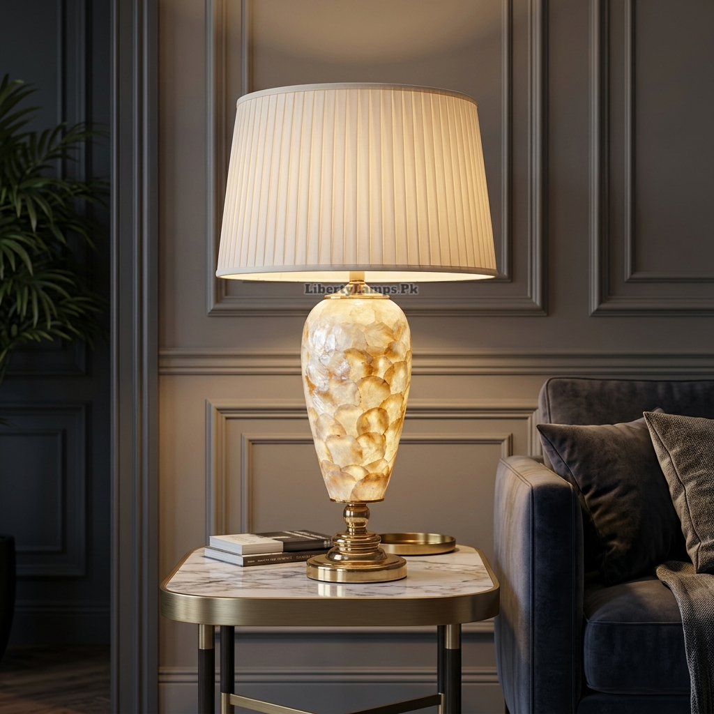 Pearl Radiance – Luxury Mother of Pearl Double Light Table Lamp Pair