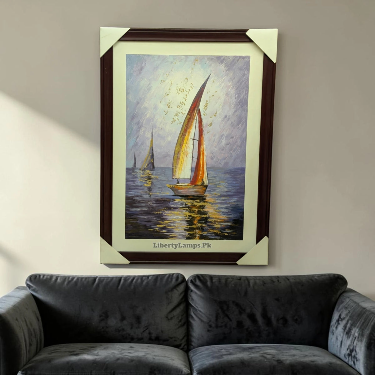 Serene Boat Scene Handmade Oil Painting on Canvas