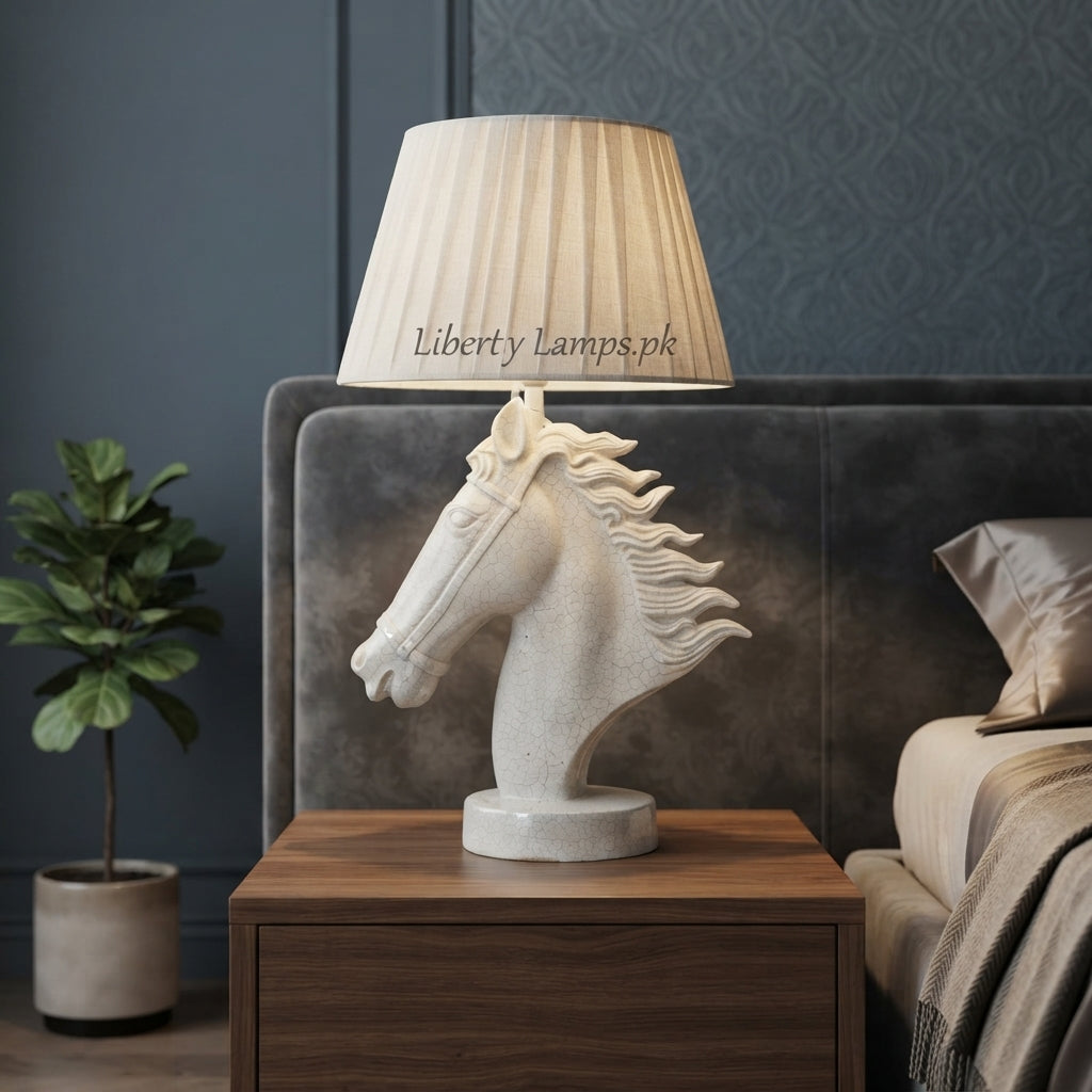 Horse Majesty – Elegant Resin Horse Table Lamp Pair