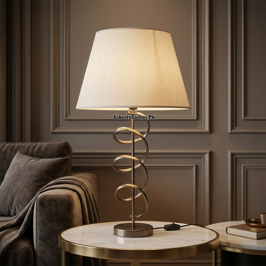 Twisted Elegance – Artistic Metal Table Lamp Pair