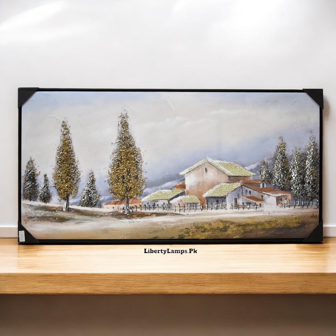 Serene Landscape Oil Painting β 36x52 Framed Artwork