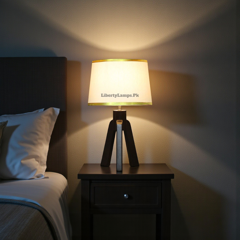 Tripod Elegance – Wooden Tripod Table Lamps (Pair)