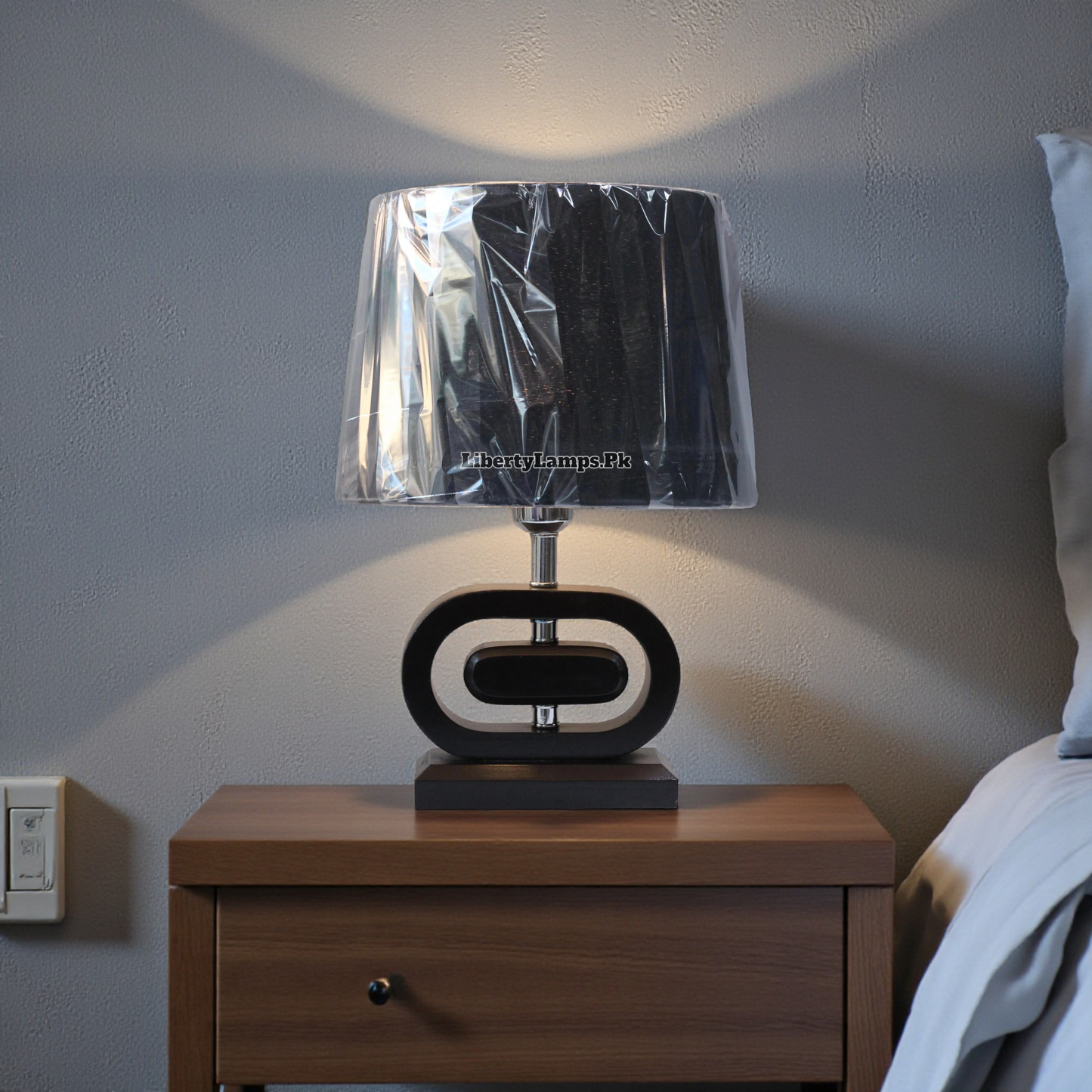 Natural Elegance – Wooden Oval Table Lamps (Pair)