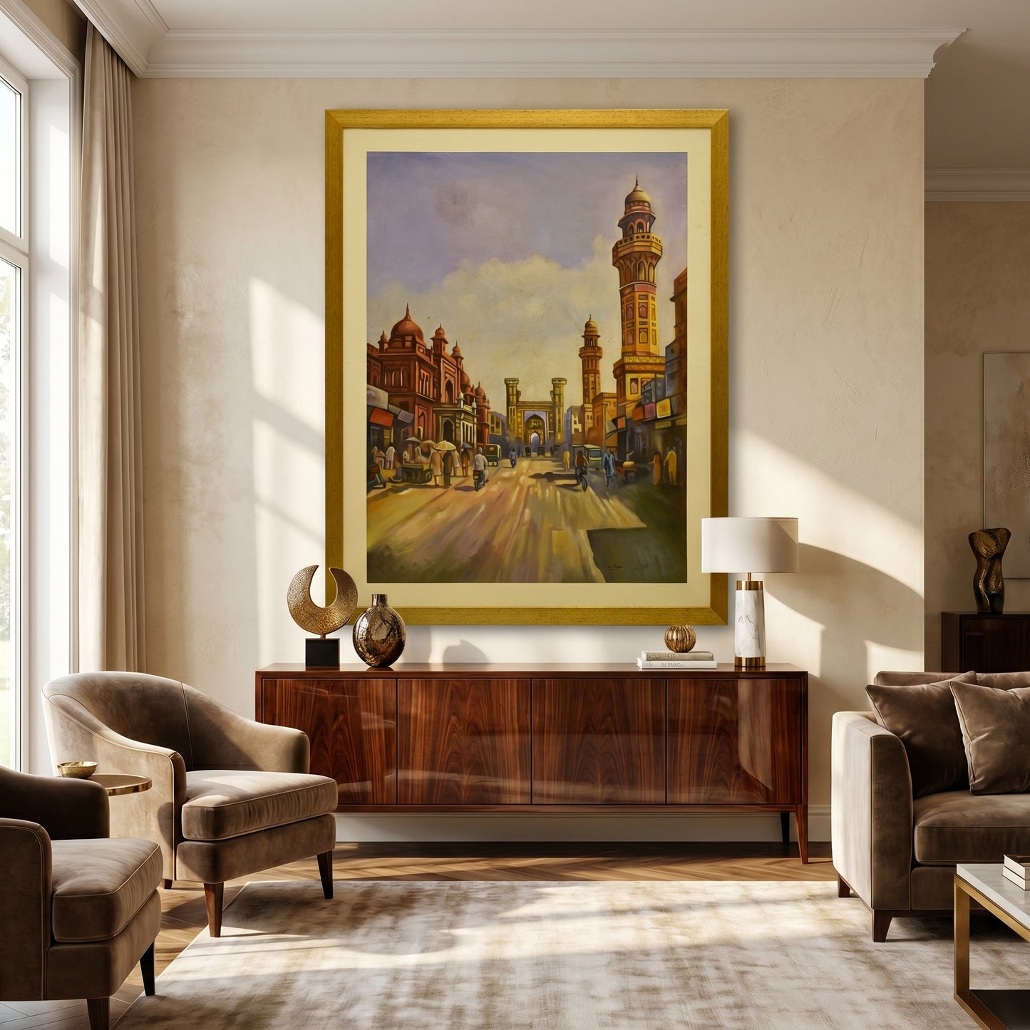 Heritage Boulevard™ – Handmade Old City Oil Painting on Canvas