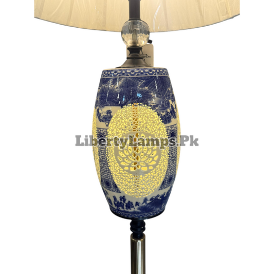 💡 Blue Pottery Floor Lamp – Double Light Elegance (Single) 💡