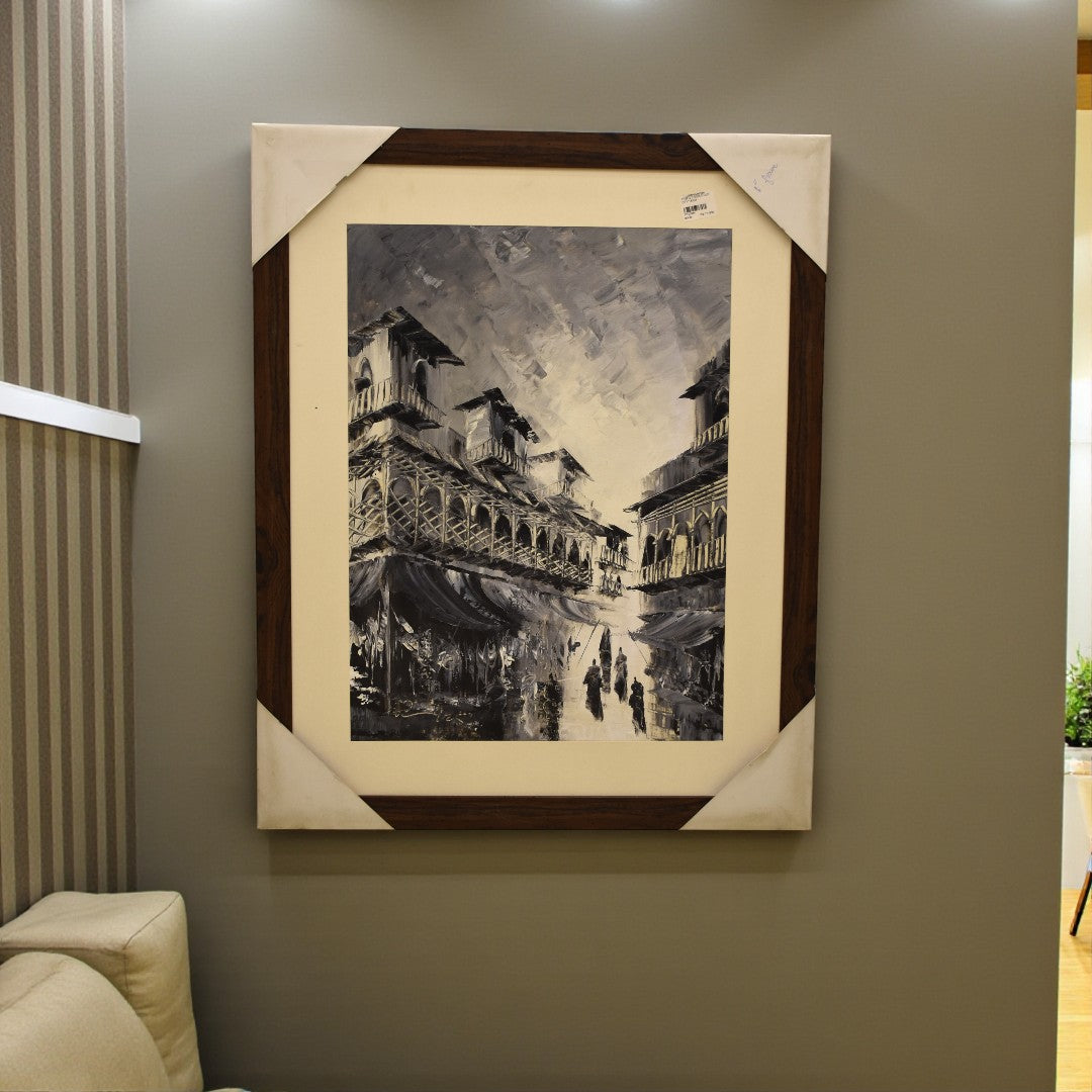 Old City Oil Painting on Canvas (Single)