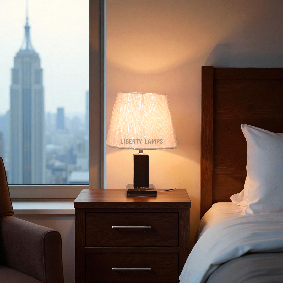 Natural Aura Wooden Table Lamp (Pair)