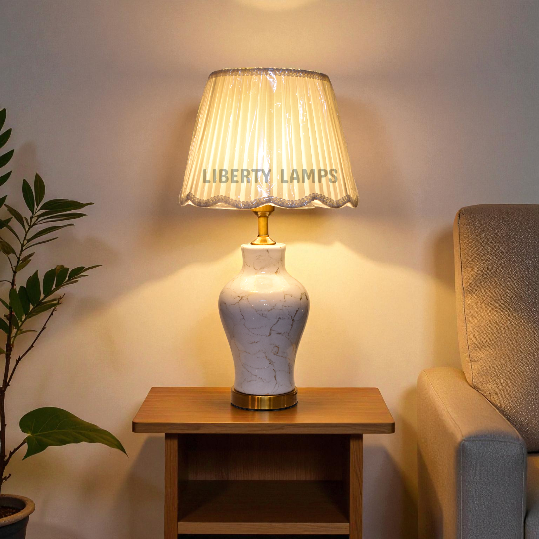 Textured Ceramic Elegance Table Lamp (Pair)