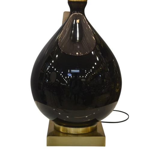 Black Glass Table Lamp (Pair)
