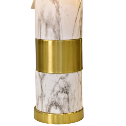 Ivory Core Marble & Metal Table Lamp (Pair)