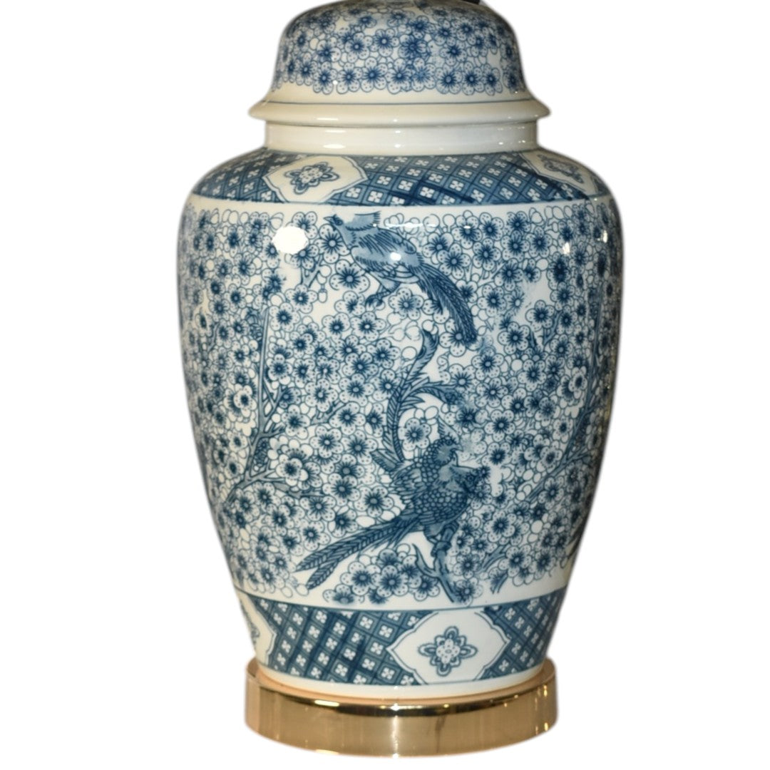 Indigo Bloom Blue Pottery Ceramic Table Lamp (Pair)