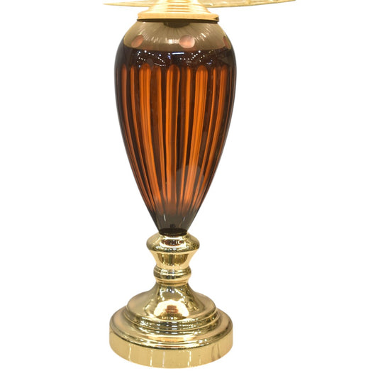 Amber Glow Brown Glass Table Lamp (Pair)