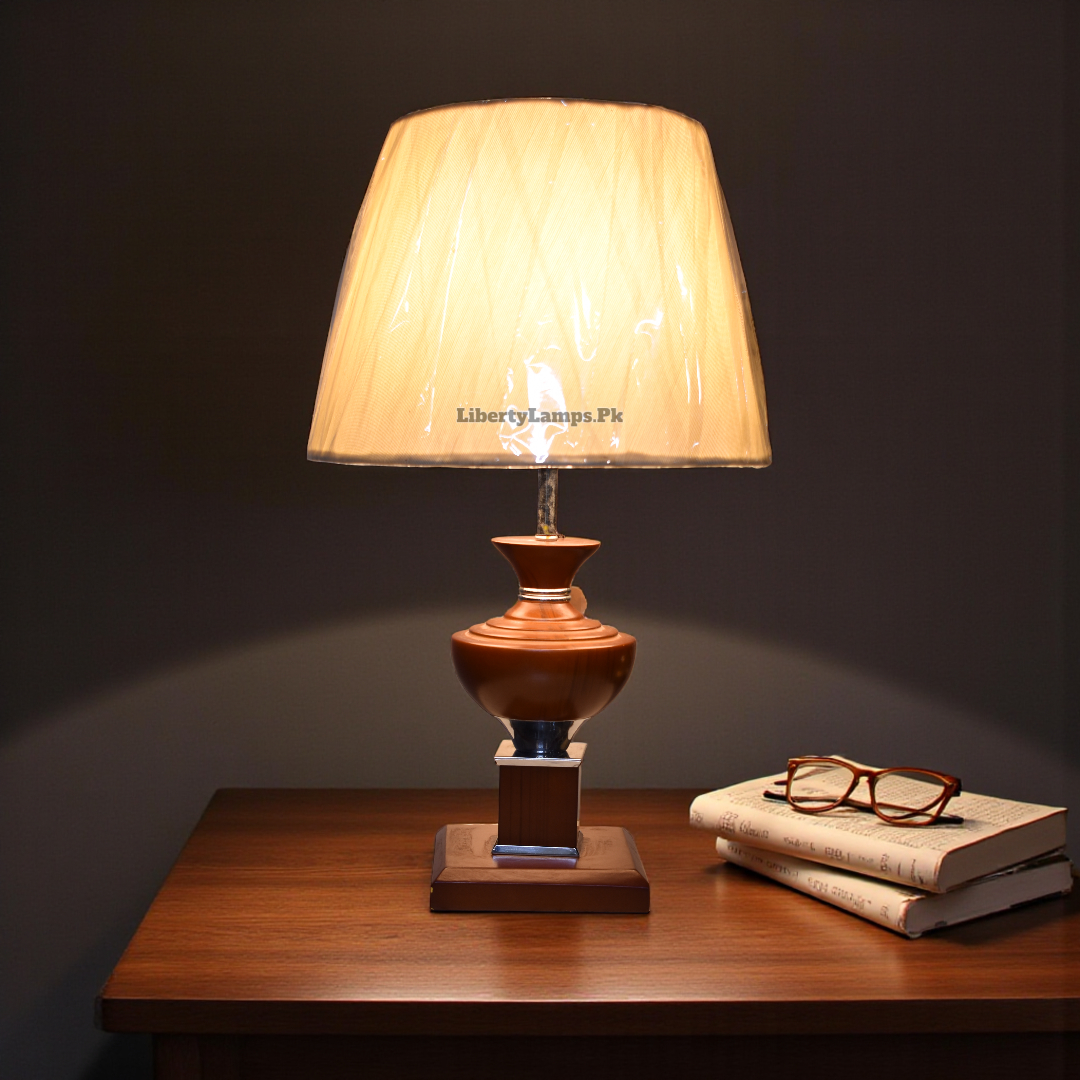 Rustic Charm Wooden Table Lamp (Pair)