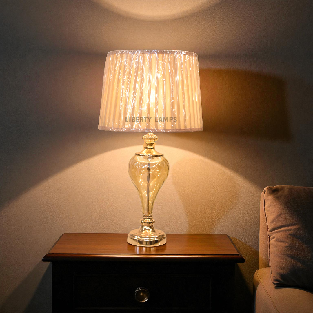 Champagne Glow Glass Table Lamp (Pair)
