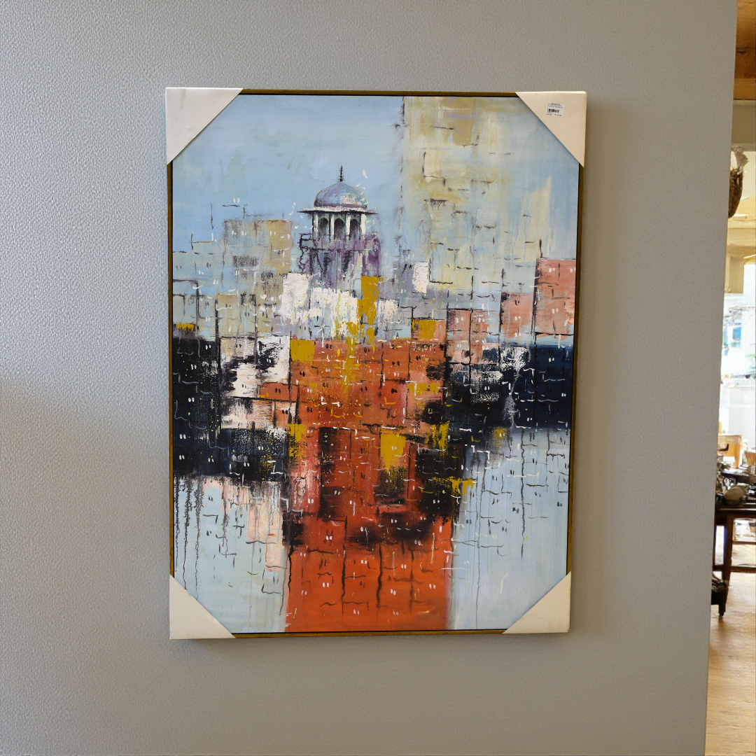 Old City Oil Painting on Canvas (Single)