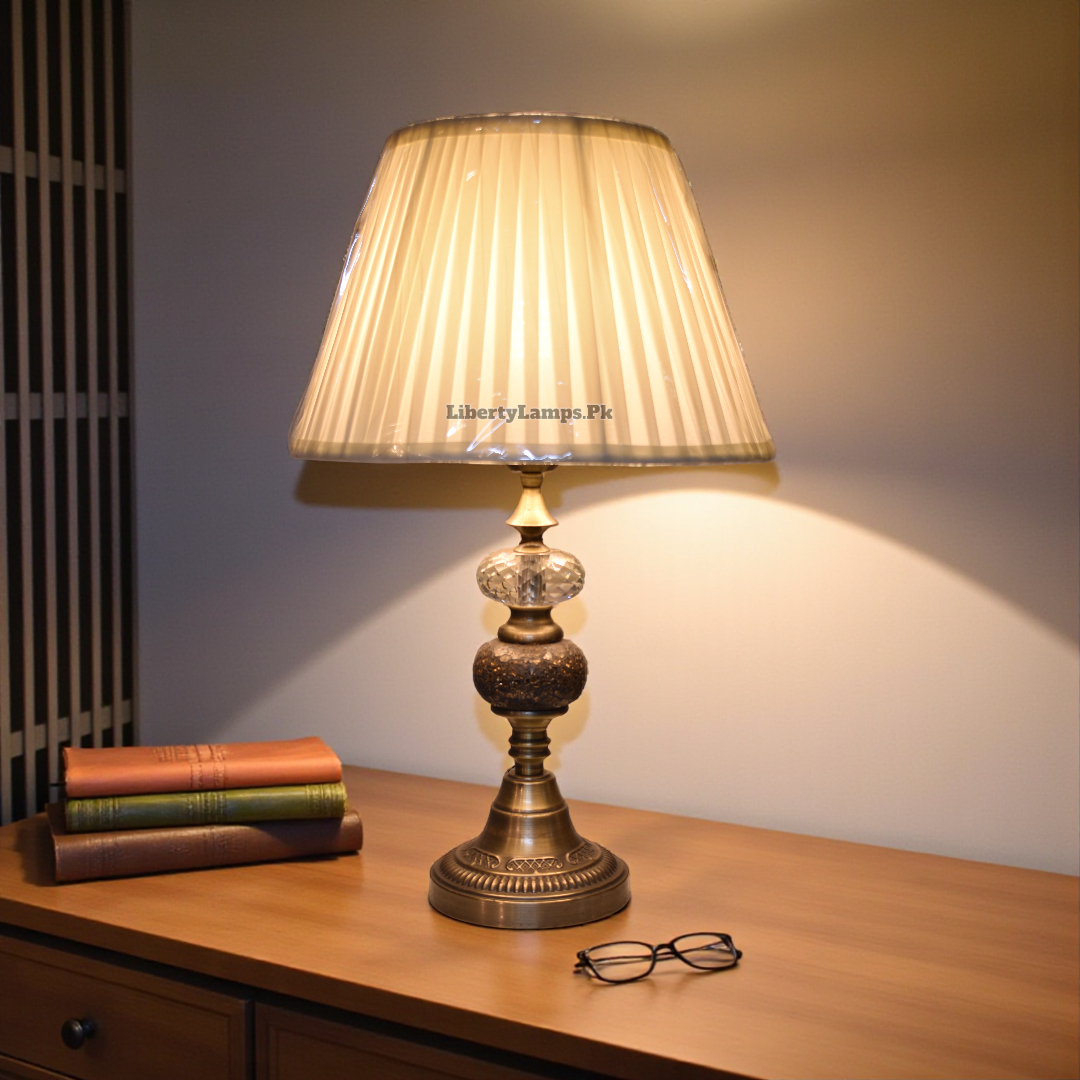 Crystal Charm Metal Table Lamp (Pair)