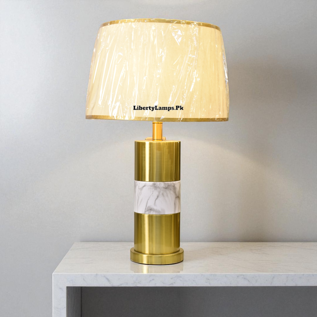 Eclipse Stone Metal & Marble Table Lamp (Pair)