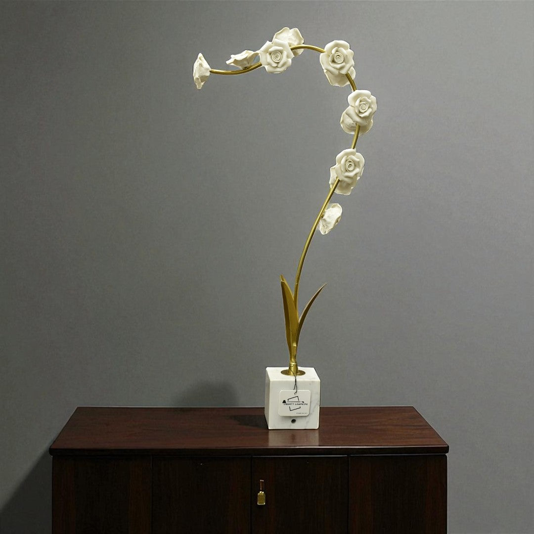 Marble Base with Metal Flower Decoration Piece (Single) 🌸✨